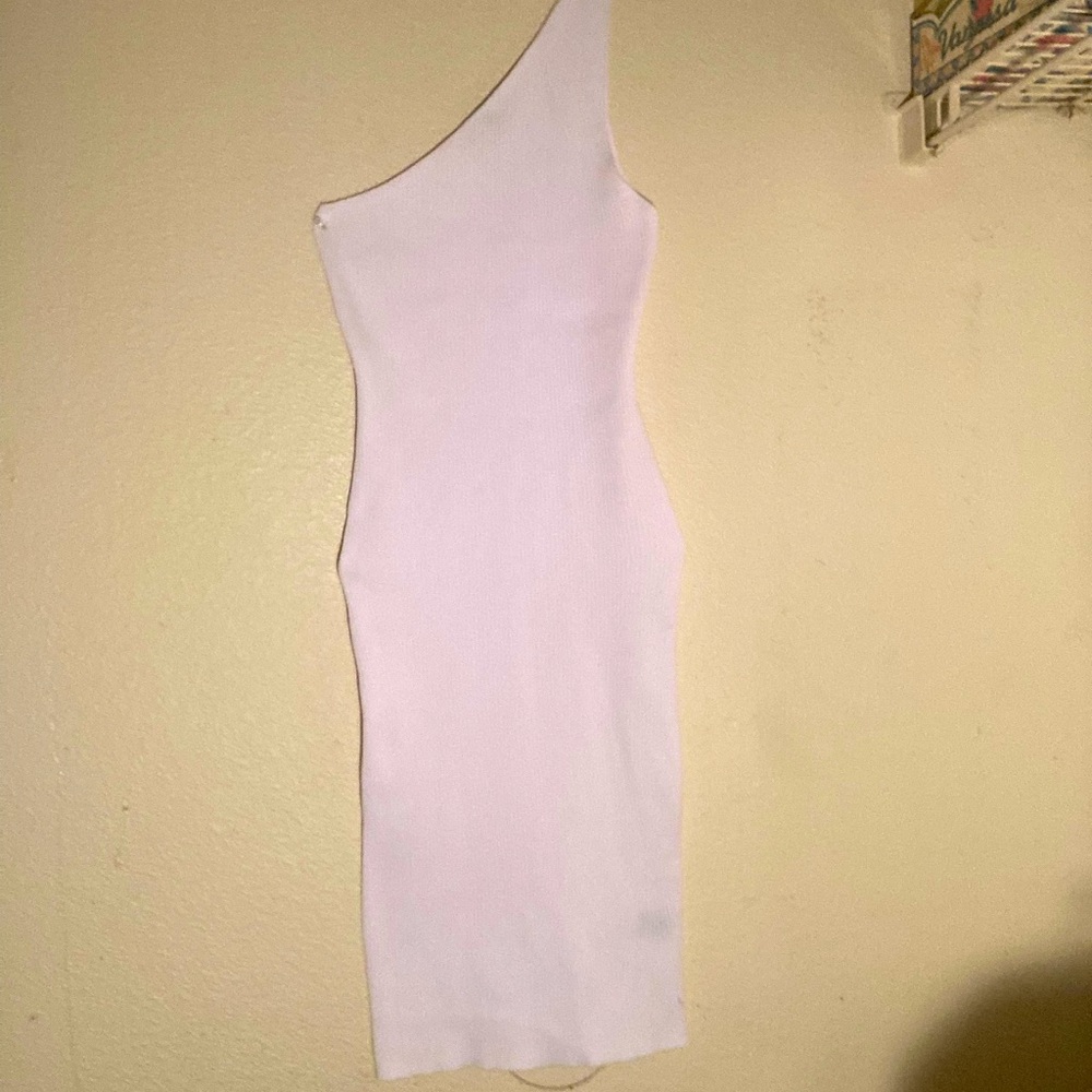White one shoulder knee length dress